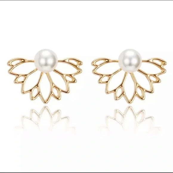 Multi-Wear Pearl Ball Lotus Earrings in Silver - Picture 5 of 5